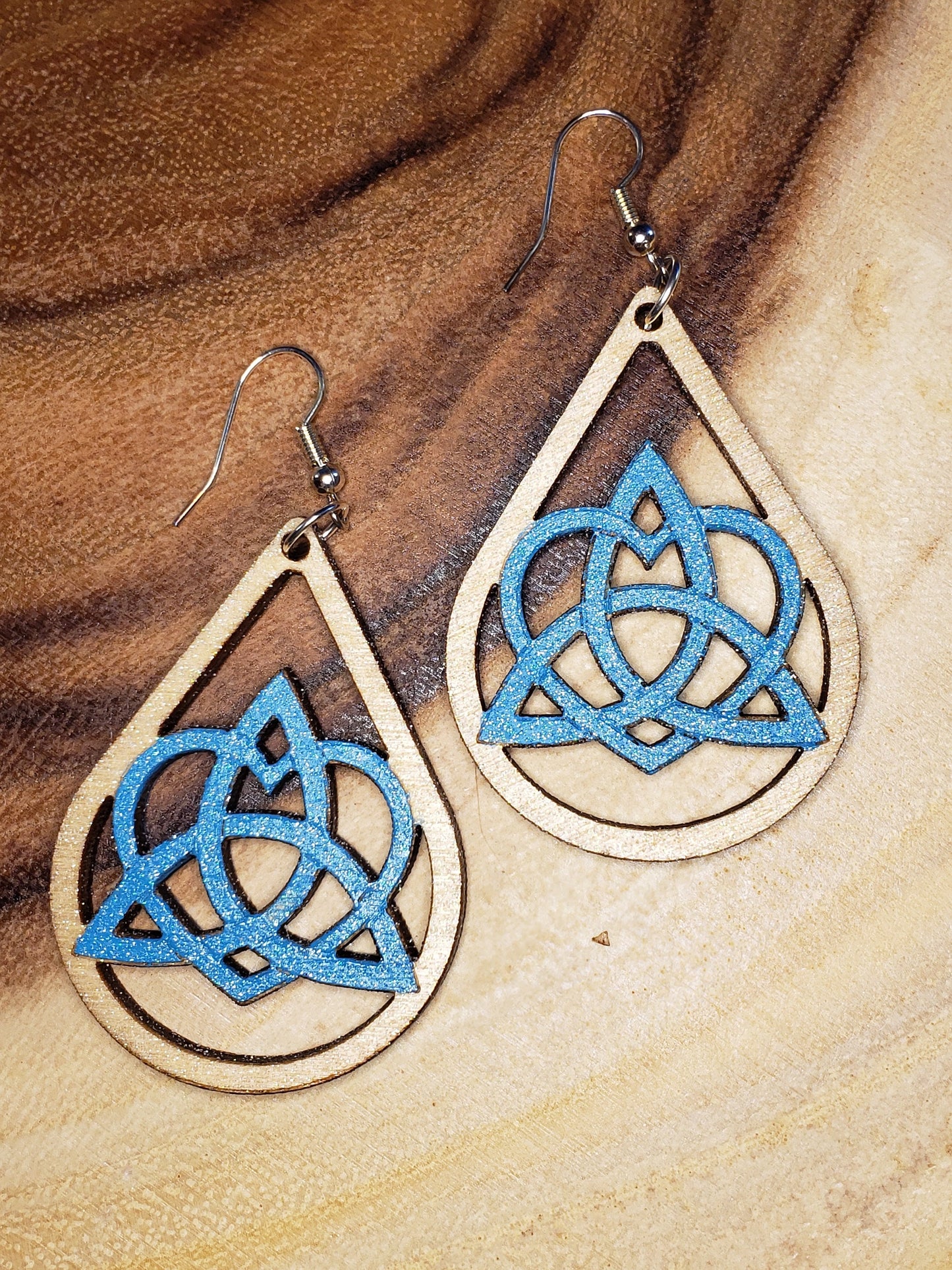 Celtic Knot-laser cut Hand painted earrings