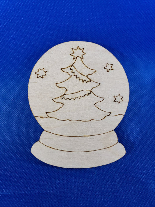 Christmas Tree in Snow globe - Laser cut natural wooden blanks
