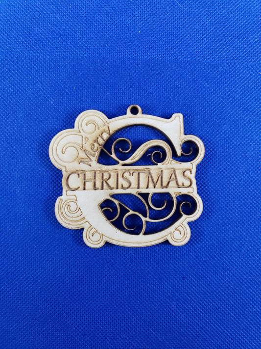 Merry Christmas Ornament - Laser cut natural wooden blanks