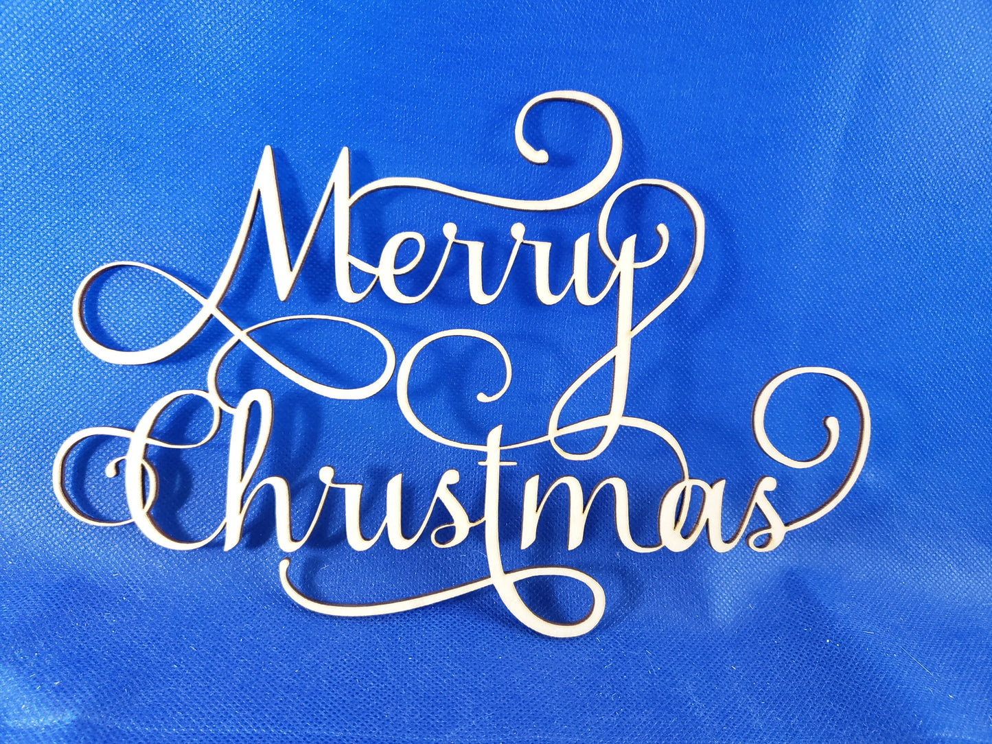 Merry Christmas Cutout - Laser cut natural wooden blanks