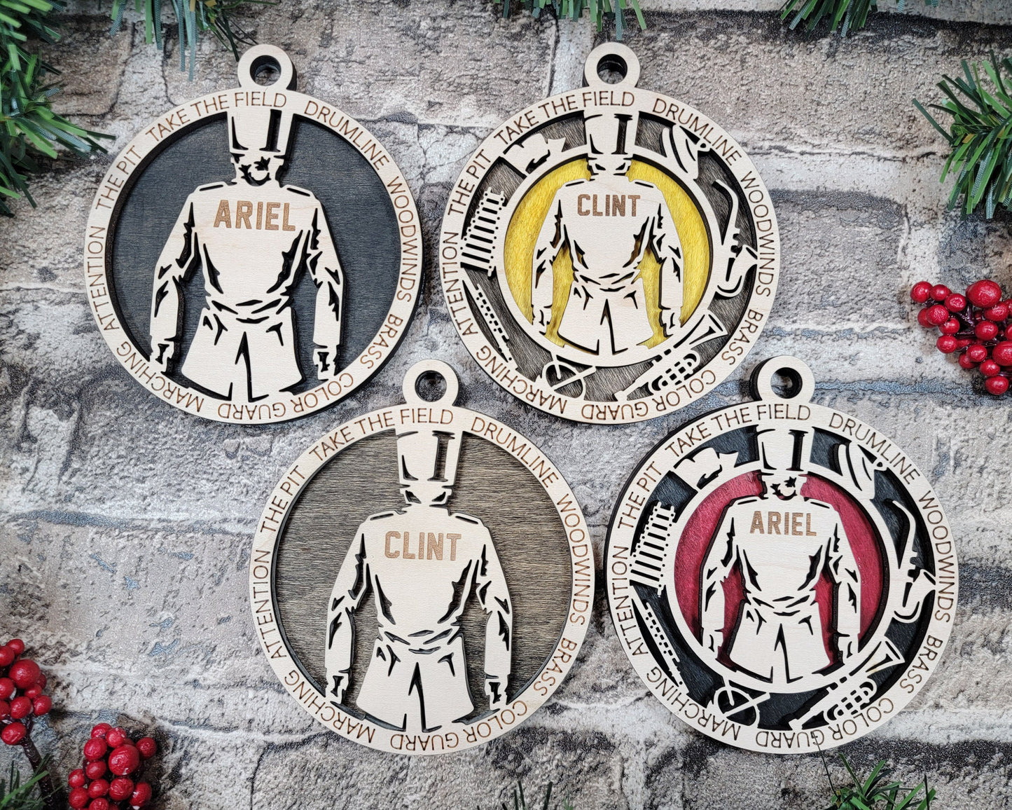 Marching Band Ornaments - Laser cut and engraved decorations