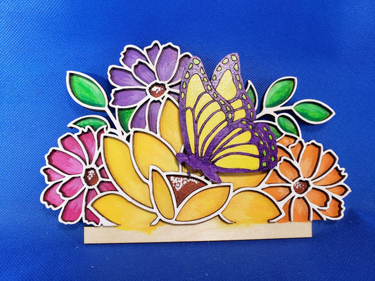 Spring Flowers with Butterfly - DIY unfinished Changeable sign insert