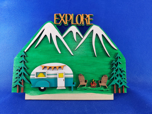 Explore Camping  - DIY unfinished Changeable sign insert